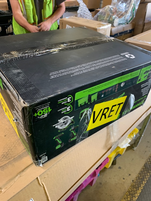 Photo 1 of GREENWORKS 24V (8-TOOL) Combo (Drill, Impact Driver, Circular Saw, Reciprocating Saw, Jigsaw, Multi-Tool, Sander, Flashlight), 4.0Ah + (2) 2.0Ah (Power Bank) Batteries, (2) Cables, 65W Rapid Charger