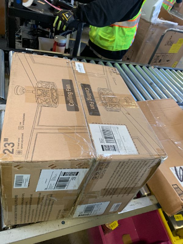 Photo 1 of Fanbulous 23 Inch Fandelier Caged Ceiling Fans with Lights and Remote, Black Bladeless Ceiling Fan with 6 Speeds and Timing, Farmhouse Samll Fan Lights Ceiling Fixtures For Kitchen, Bedroom-Walnut