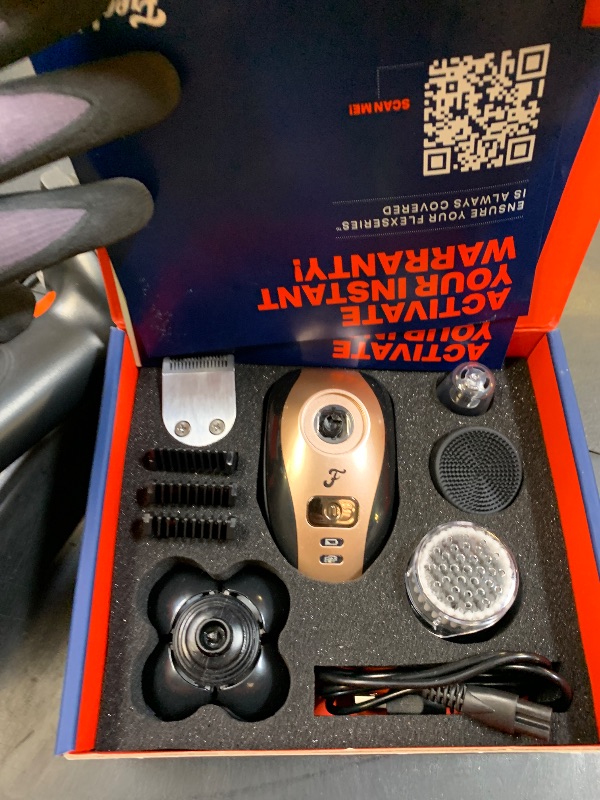 View 3 of Freebird FlexSeries Electric Head & Body Hair Shaver - Mens Cordless Rechargeable Wet/Dry Skull Bald Head Back & Groin Waterproof Razor with Rotary Blades, Clippers, Nose Trimmer, Brush, Massager