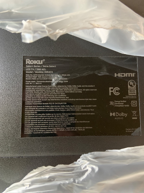 Photo 1 of Roku Smart TV – 55-Inch Select Series, 4K HDR TV – Roku TV with Enhanced Voice Remote – Flat Screen LED Television with Wi-Fi for Streaming Live Local News, Sports, Family Entertainment