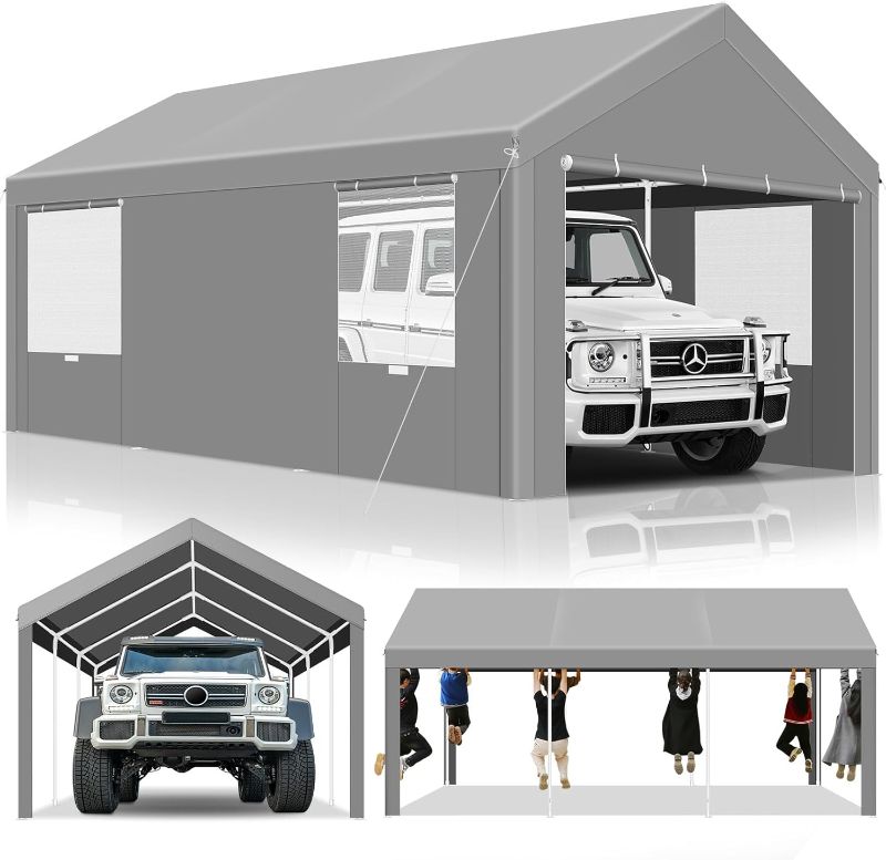 Photo 1 of COBIZI 10X20ft Heavy Duty Carport with Removable Sidewall, Upgraded Premium Canopy Tent for Parties, Durable Waterproof and UV50+, Outdoor Gazebo for Wedding, Carport, Bussiness Event, Beige 
