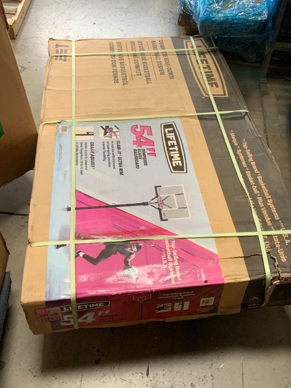 Photo 1 of Lifetime Crank Adjust In Ground Tempered Glass Basketball Hoop, 54", Clear (factory sealed) 