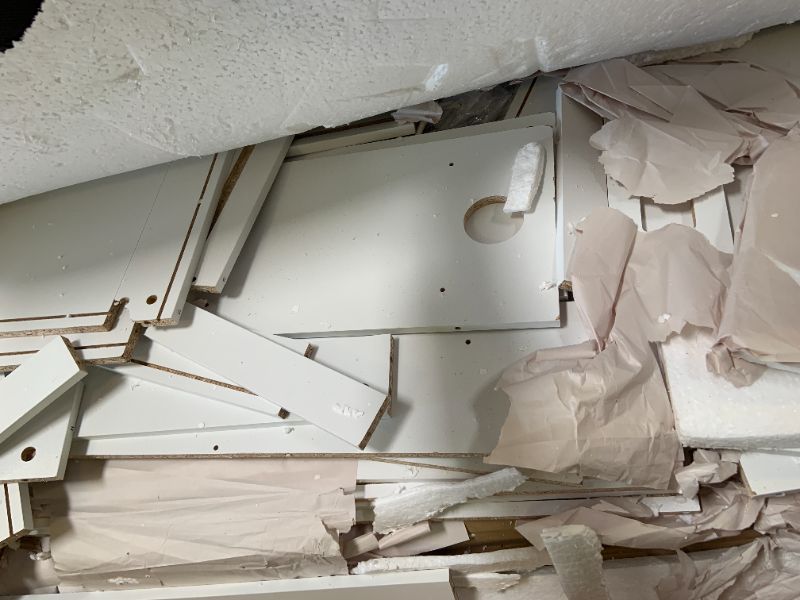 Photo 1 of VASAGLE Kailyn Collection - Vanity Desk with Mirror and 9 LED Bulbs, Vanity Makeup Table with Power Outlets, Dressing Table with 2 Cabinets, for Bedroom, Cloud White URDT142WB01S