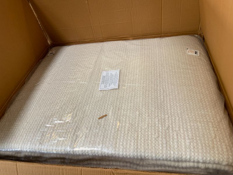 Photo 1 of The Knitted Co. Handwoven Wool Area Rug - Hand Woven Natural Carpet Rugs- Bedroom Living Room Dining Room (Ivory- 9'x12')