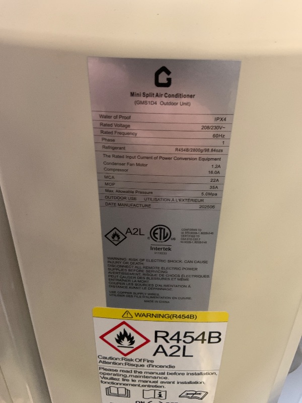 Photo 1 of Garvee Mini Split AC/Heating System With WiFi, With Energy Star Certification, 12000 BTU 23 SEER 2 115V~, Suitable for 750+ Sq. Ft (factory sealed)