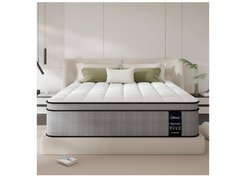 Photo 1 of King Mattress, 14 Inch Hybrid King Size Mattress with Memory Foam, Pocket Spring[Upgrade], Strong Edge Support, Motion Isolation, Targeted Back Support, No Fiberglass