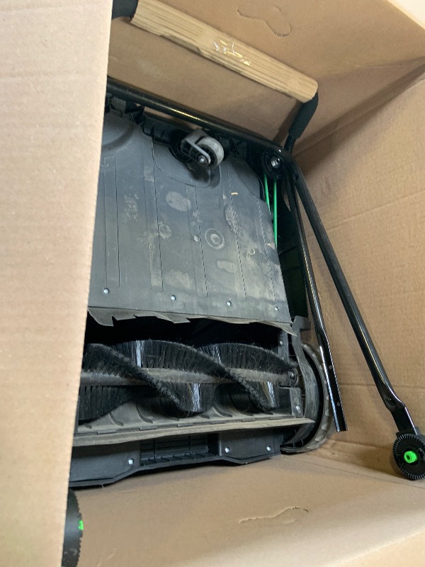 Photo 1 of VEVOR Walk-Behind Hand Push Floor Sweeper, 25.6" Sweeping Width Floor Sweeper Manual Non-Electric, 5-Gallon Waste Container, Angle & Height Adjustable Folding Handle for Walkway, Yard, Garage, Patio
