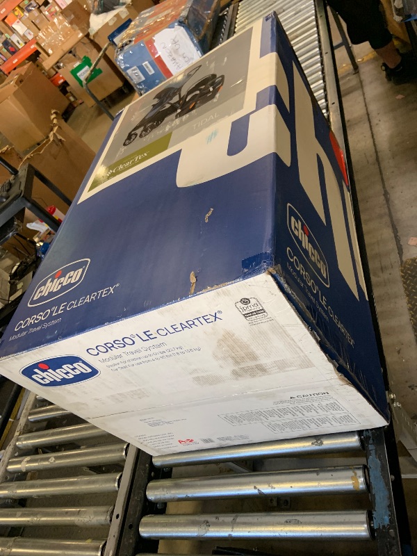 Photo 1 of Chicco Corso LE ClearTex Modular Travel System, Corso LE Modular Stroller with KeyFit Max ClearTex Infant Car Seat and Base, Tidal/Blue