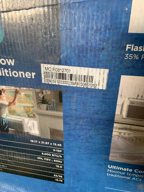 Photo 1 of Midea 8,000 BTU U Shaped Smart Inverter Window Air Conditioner - Cools 350 Sq Ft, Ultra Quiet with Open Window Flexibility - Alexa/Google Assistant Compatible - 37% Energy Savings, Remote (Updated)