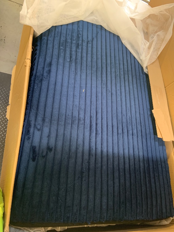 Photo 1 of LINSY HOME Sectional Sleeper Couch with Pull Out Sofa Bed, Plush Corduroy Convertible Cloud Couch with Storage Chaise & USB Charging, Sectional Couches for Living Room (Blue, 81'' L-Shaped Sofa) (box 1 of 2) PARTIAL SET 