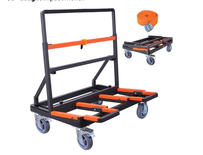 Photo 1 of Upgrade Folding Drywall Cart Heavy Duty,Drywall Dolly Load 2200 lbs Capacity,Panel Cart with Extended Large Deck,Panel Dolly Handling Plywood Sheetrock Glass and Windows Service
