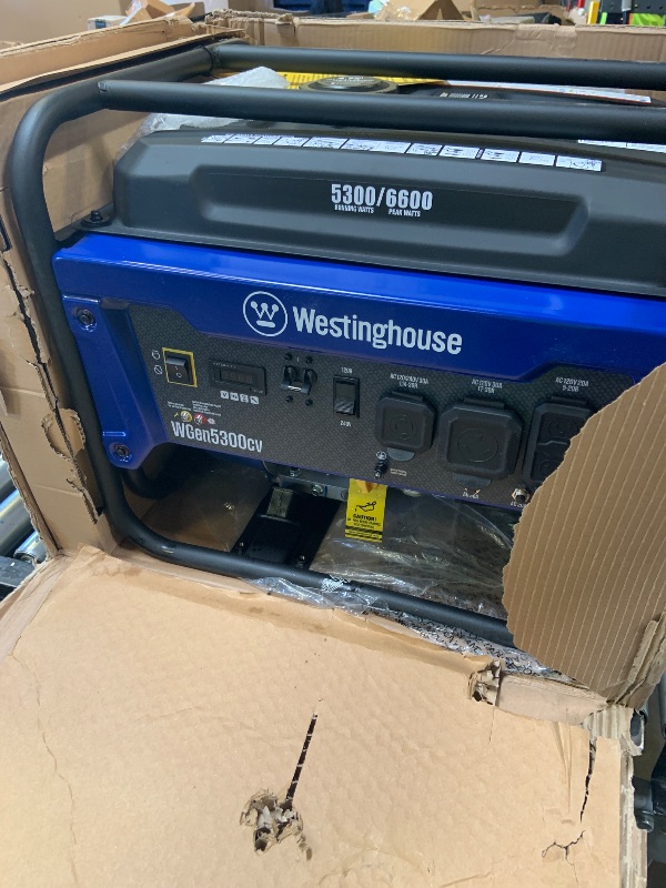 Photo 1 of Westinghouse 6600 Peak Watt Home Backup Portable Generator, Transfer Switch Ready 30A Outlet, RV Ready 30A Outlet, Gas Powered, CO Sensor