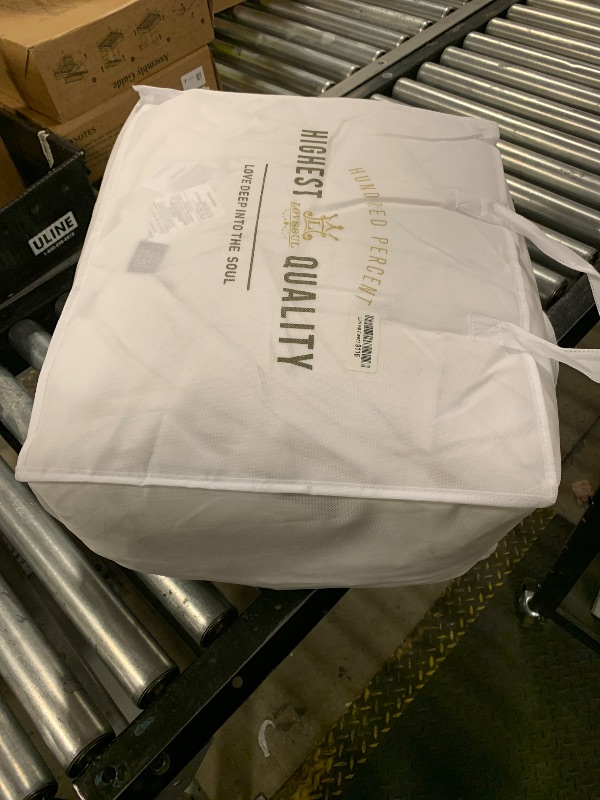 Photo 1 of L LOVSOUL Goose Feather Down Fiber Comforter Oversize Queen Size, 100% Organic Cotton Fabric Duvet Insert,1200TC,750+Fill Power, Hotel Collection, All Season White Bedding Comforters with 8 Tabs