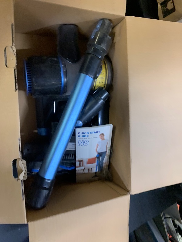 Photo 1 of N8 Cordless Vacuum Cleaner,Lightweight Stick Vacuum with Powerful Suction,2200mAh Battery,40 Mins Runtime,Self-Standing,Rechargeable Vacuum Cleaners for Home Hardwood Floor Carpet Pet Hair (Blue)