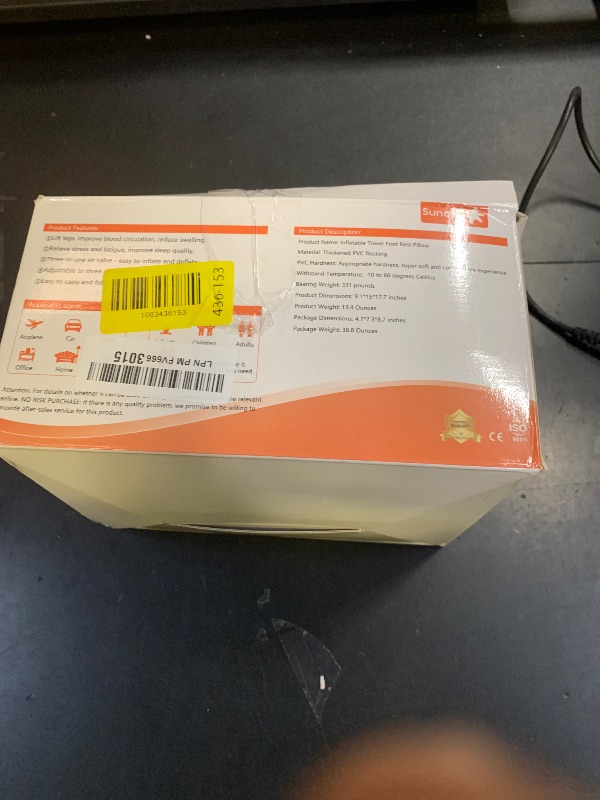 Photo 1 of Sunany Inflatable Foot Rest Pillow for Airplane - Kids/Adults - Adjustable Height Cushions, to Sleep While Traveling,Suitable for Office,Home and Any Travel?Dark Grey,2 Pack?