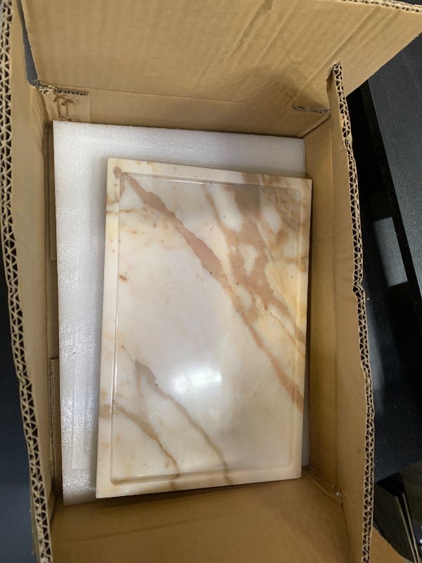 Photo 1 of 100% Natural Marble Serving Tray Luxury Marble Storage Tray for Home Decor Stone Tray for Bathroom/Kitchen/Vanity/Dresser,Plate Holder for Tissues, Candles, Towel