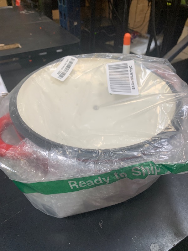 Photo 1 of ********READ CLERK COMMENTS*********
**USED, DAMAGED** Overmont 5.5QT Enameled Cast Iron Dutch Oven with Lid Cookbook Heavy-Duty Casserole with Dual handles for Braising, Stews, Roasting, Bread Baking