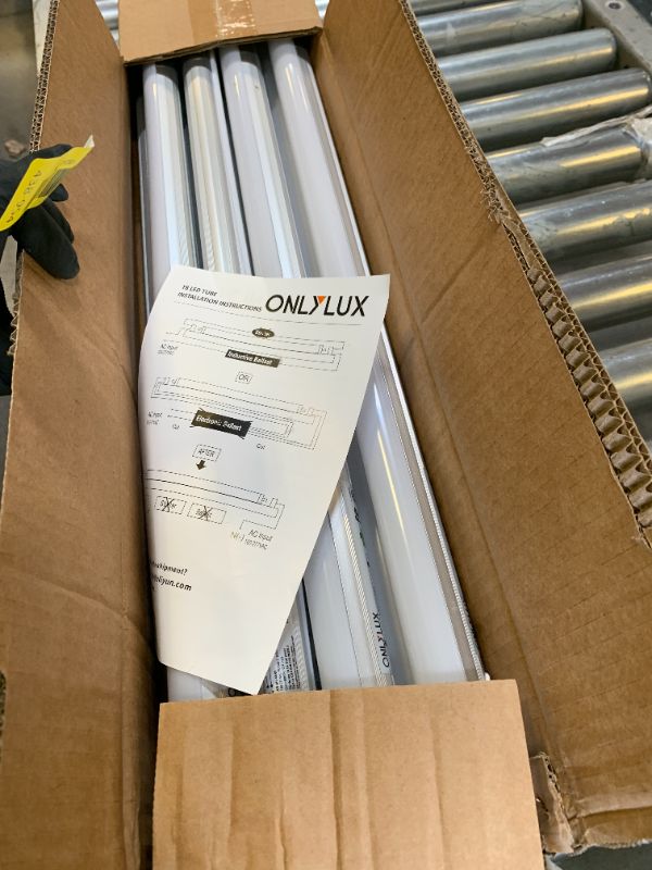 Photo 1 of ONLYLUX 8ft LED Bulbs,12 Pack 94" 45W FA8 Single Pin LED Tube Lights 5400LM, 6000k, Milky Cover, F96T12 Bulb Fluorescent Replacement, Ballast Bypass