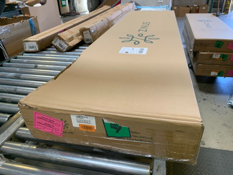 Photo 1 of Zinus Alexia Wood Platform Bed Frame with headboard, Solid Wood Foundation with Wood Slat Support, No Box Spring Needed, Easy Assembly, Rustic Pine, Queen