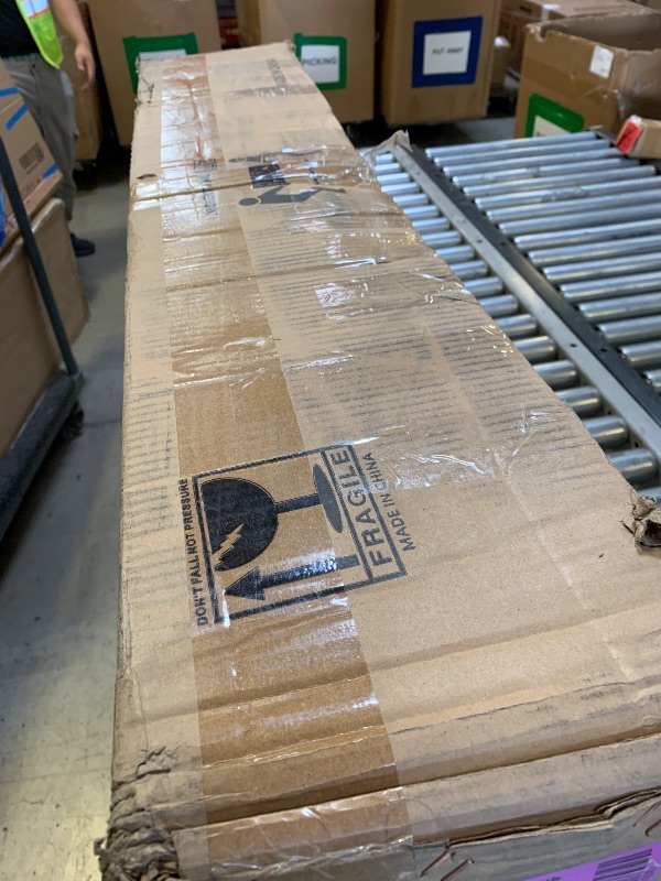 Photo 1 of HAIXIANG LED Rectangular Chandeliers for Ding Room Light Dimmable Living Room High Ceiling Pendant Lights Fixtures Lighting 138in Long Foyer Entryway Lighting Silver