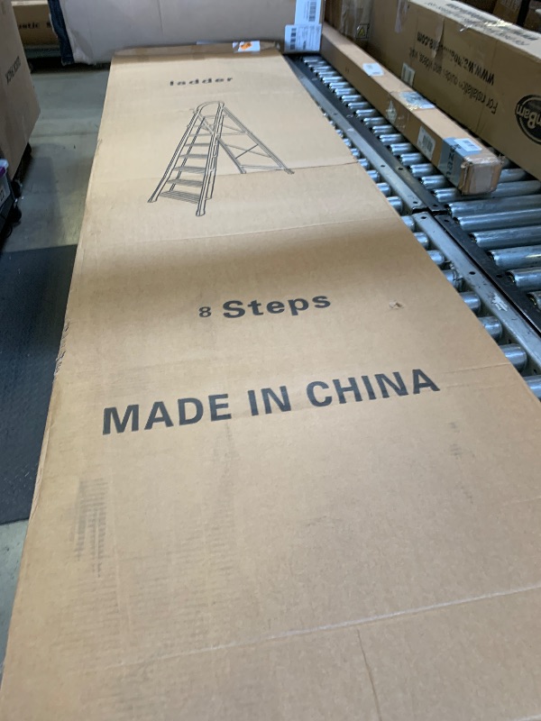 Photo 1 of NYtoll 8 Step Ladder, Folding Ladder with Wide Anti-Slip Pedal, Sturdy Steel Step Stool, Convenient Handrail, Lightweight, Portable for Home, Kitchen, Garage