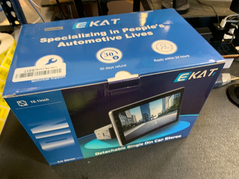 Photo 1 of 10.1 inch Single Din Car Stereo with CarPlay and Android Auto, 10 inch Touch Screen Radio with Mirror Link/1080P/EQ Audio/SWC/Bluetooth +Backup Camera+MIC