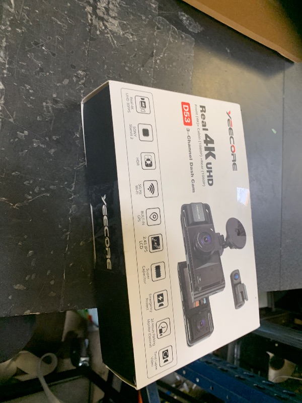 Photo 1 of Real 4K 3 Channel Dash Cam Front and Rear Inside, STARVIS 2 HDR Sensor, 5.8GHz Wi-Fi GPS G-Sensor, 4K+1080P+1080P Dash Cam, 64GB Card Included, IR Night Vision, 3.3" IPS Screen, 24Hr Parking Monitor