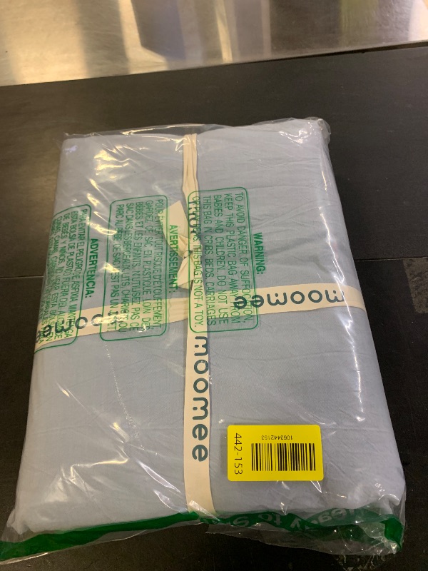 Photo 1 of MooMee Bedding Duvet Cover Set 100% Washed Cotton Linen Like Textured Breathable Durable Soft Comfy (Heathered Cornflower Blue, Super Queen 90"x98")