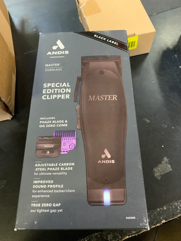 Photo 1 of Andis Black Label MLC Professional Master Cordless Lithium-Ion Hair Clipper, Adjustable Carbon Steel Blade for Close Cutting, Black