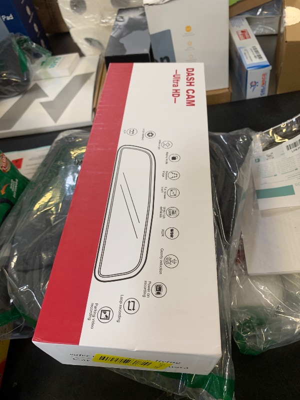 Photo 1 of 3 Channel Mirror Dash Cam, 12" Triple Rear View Mirror with Front 4K, Inside and Rear 1080P Cameras with 5.8GHz WiFi, G-Sensor, Night Vision, Reverse Assist, Parking Monitoring