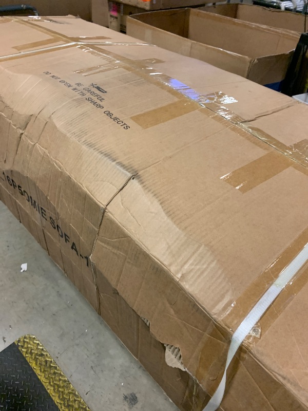 Photo 1 of GAOMON 81" Leather Couch for Living Room, Mid Century Modern 3-Seater Sofa with Deep Seat, Faux Leather Sofa for Apartment, Home Office, Brown