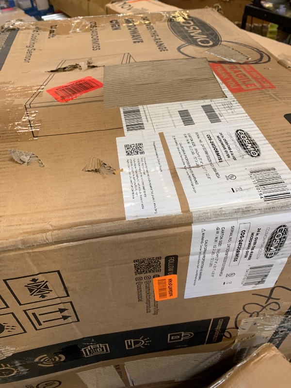 Photo 1 of COSMO COS-2413ORM1SS 24 in. Stellar Collection 1.34 cu. ft. Over the Range Microwave in Stainless Steel with Vent Fan540X4292801AA291100095