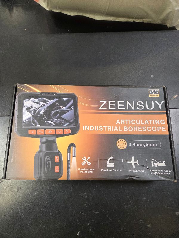 Photo 1 of 3.9mm Two-Way Articulating Borescope Camera with Light, Industrial Endoscope Inspection Camera with Light, 5FT Flexible Semi-Rigid Cable for Wall Automotive Engine Plumbing HVAC Inspect