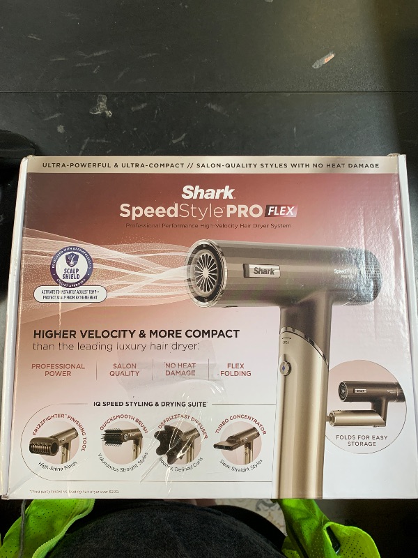 Photo 1 of Shark SpeedStyle Pro Flex Professional Performance High-Velocity Hair Dryer System with Scalp Shield & IQ Speed Styling and Drying Suite, Lightweight, Ionic, No Heat Damage, Mocha Silver, HD542