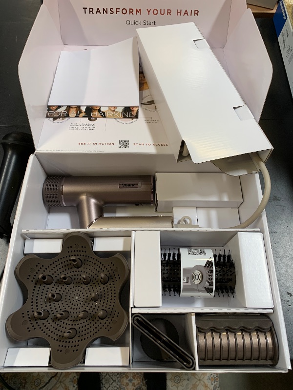 Photo 1 of Shark SpeedStyle Pro Flex Professional Performance High-Velocity Hair Dryer System with Scalp Shield & IQ Speed Styling and Drying Suite, Lightweight, Ionic, No Heat Damage, Mocha Silver, HD542