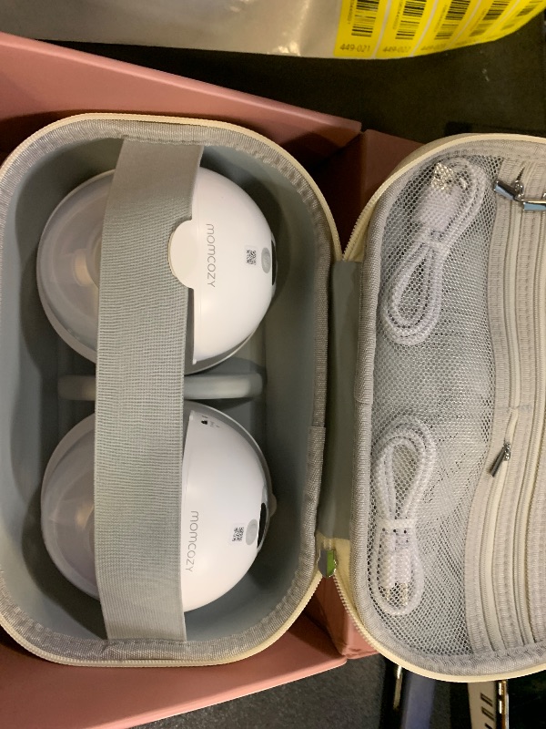 Photo 1 of Momcozy M5 Smart APP Controlled Wearable Breast Pump, Hands-Free Wireless Electric Pump, 3 Modes 9 Suction Levels, BPA-Free, Portable Lightweight, 24mm Flange, 2-Pack Quill Gray