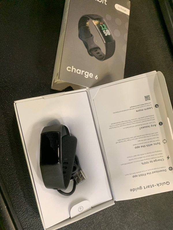 Photo 1 of Fitbit Charge 6 Fitness Tracker with Google apps, Heart Rate on Exercise Equipment, 6-Months Premium Membership Included, GPS, Health Tools and More, Obsidian/Black, One Size (S & L Bands Included)