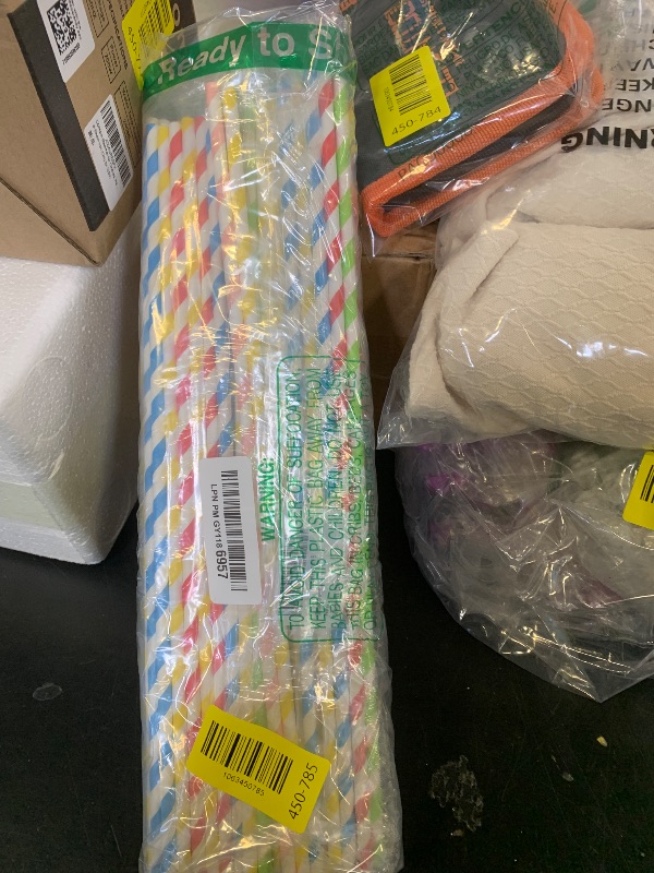Photo 1 of 100Pcs Colorful Cotton Candy Sticks - 13.8 Inches Stripe Paper Sticks Cotton Candy Sugar Making Supplies, Extra Long Paper Straws for Party