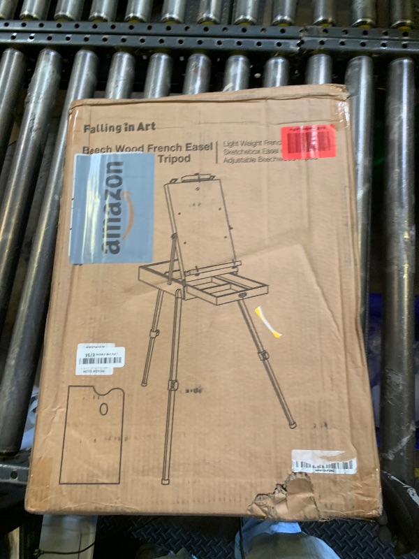 Photo 1 of Falling in Art Light Weight French Style Field and Sketchebox Easel with Aluminum Tripod, Adjustable Beechwood Tripod Standing Easel with Drawer, Palette