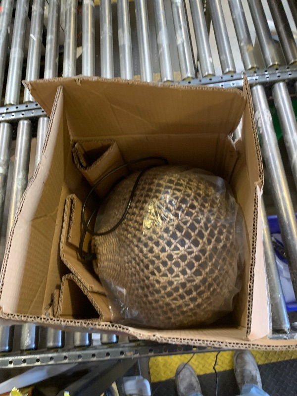 Photo 1 of LHJIHFU Rattan Pendant Light Fixture,13.79" Boho Rattan Kitchen Island Seagrass Lighting, Hand Woven Coastal Wicker Chandelier,for Farmhouse Dining Room Entryway Foyer 1-Light