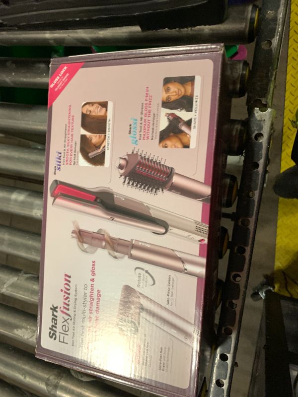 Photo 1 of FACTORY SEALED
Shark FlexFusion Hair Straightener & Powerful Hair Dryer with Fusion Hair Brush, Ceramic Air Styler with Auto-Wrap Curlers & Concentrator, Ceramic Plates, Cosmic Blush HD641S