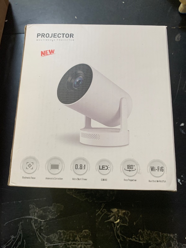 Photo 1 of [Electric Focus]Mini Portable Projector with 4K Support, Bluetooth 5.4 WIFI6, 5watt Sound Base Speaker, 260 ANSI, Android 11, 210° Rotation , Auto Keystone Correction Video Projector HY300 PLUS