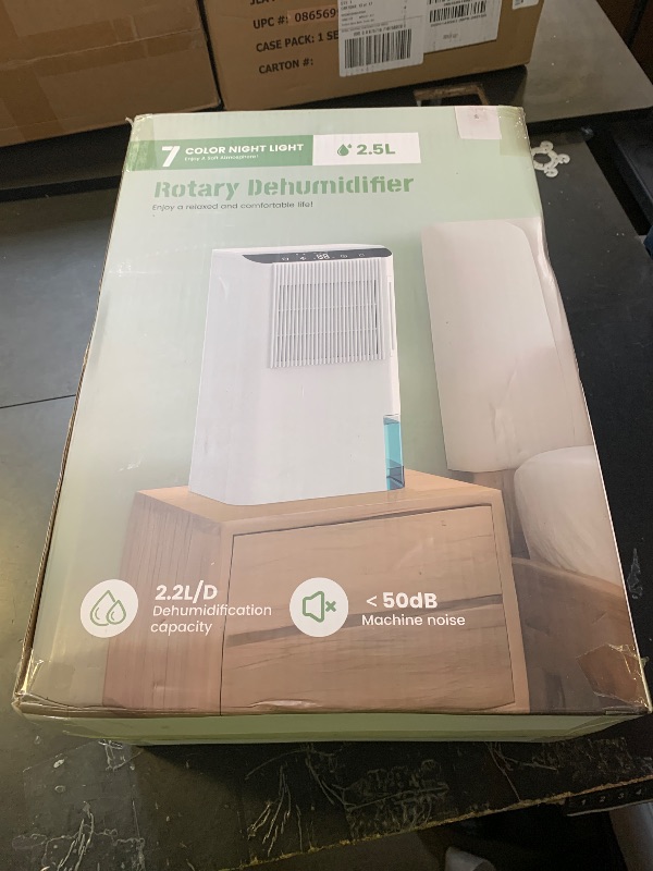 Photo 1 of Dehumidifiers for Home, 2000 Sq.Ft Small Dehumidifier with 3.3ft Drain Hose, 2.5L Tank, Timer Sleep Mode, Portable Dehumidifier for Basement, Bedroom, Bathroom (Pure White)