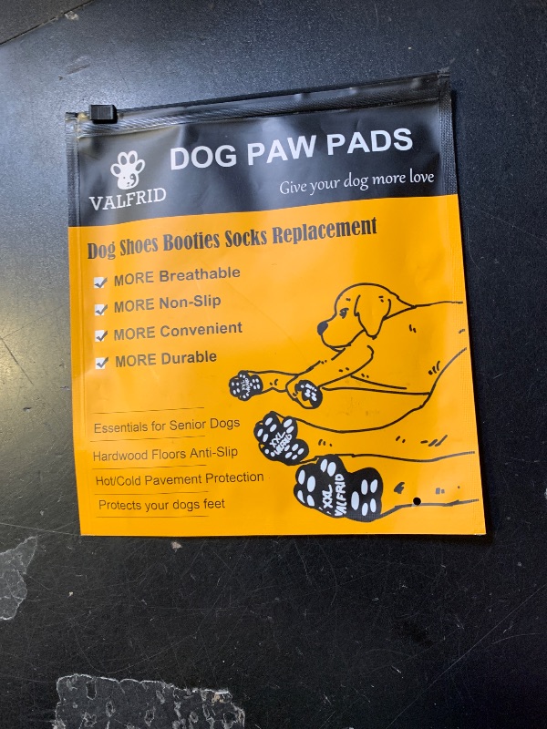 Photo 1 of VALFRID Dog Paw Protector Anti-Slip Grips to Keeps Dogs from Slipping On Hardwood Floors,Disposable Self Adhesive Resistant Dog Shoes Booties Socks Replacement XL 24 Pieces