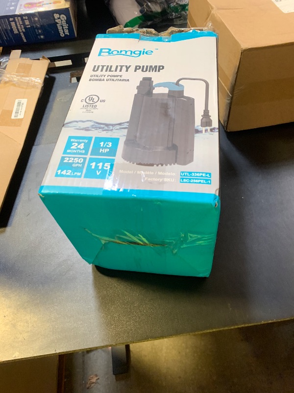 Photo 1 of BOMGIE 1/3 HP Automatic Submersible Water Pump, 2250GPH Sump Pump Portable Electric Utility Pump Removal for Pool Draining Basement Hot Tubs Garden Pool Cover Pond with 20ft Power Cord