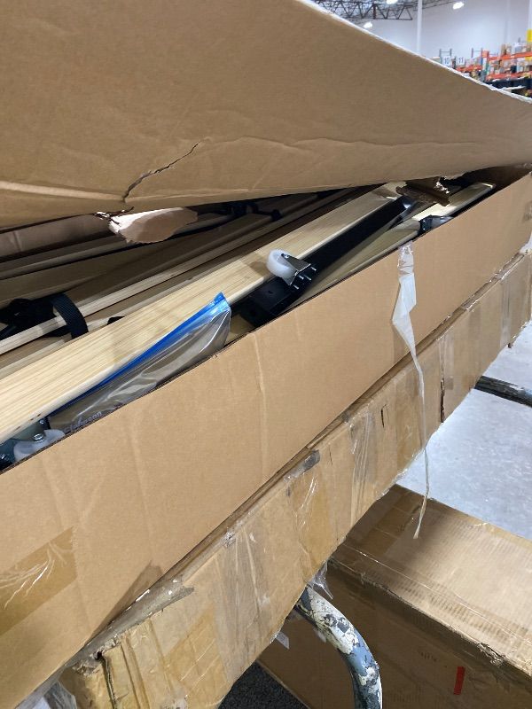 Photo 1 of MISSING PIECES-----------------SELLING FOR PARTS ONLY-----------------------Ball & Cast Full Size Upholstered Platform Bed with Twin Size Trundle & USB Port,Linen Tufted Bed Frame W/Remote Control LED Light & Stripe Headboard,Wood Slats Support for Bedroo