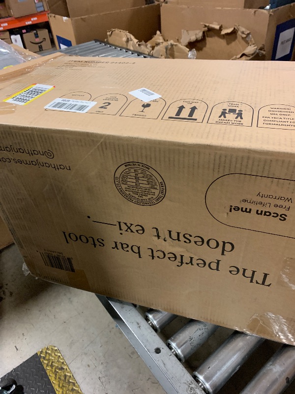 Photo 1 of Nathan James Barker Classic Counter Height Wood Barstool with Leather Removable Cushion, Backless Island 24" Bar Stool for Kitchen, Chestnut Brown, Set of 4