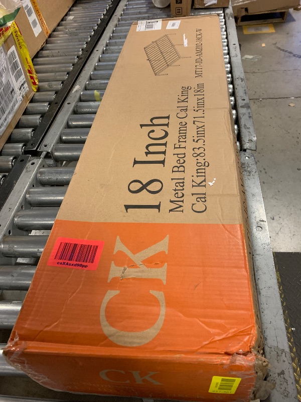 Photo 1 of ROIL 18 Inch White California King Bed Frame with Rounded Corner and Headboard Hole Mattress Retainers 3500LBS Heavy Duty Steel Slats No Box Spring Needed Platform Noise-Free Easy Assembly