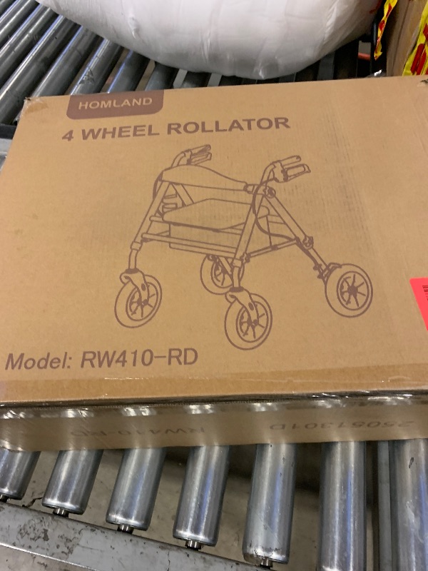 View 2 of HOMLAND Walkers for Seniors with Seat, Foldable Rollator Walker, Reinforced Aluminum Frame, 8" Big Rubber Wheels for All Terrain, Height Adjustable Lightweight Rolling Walker