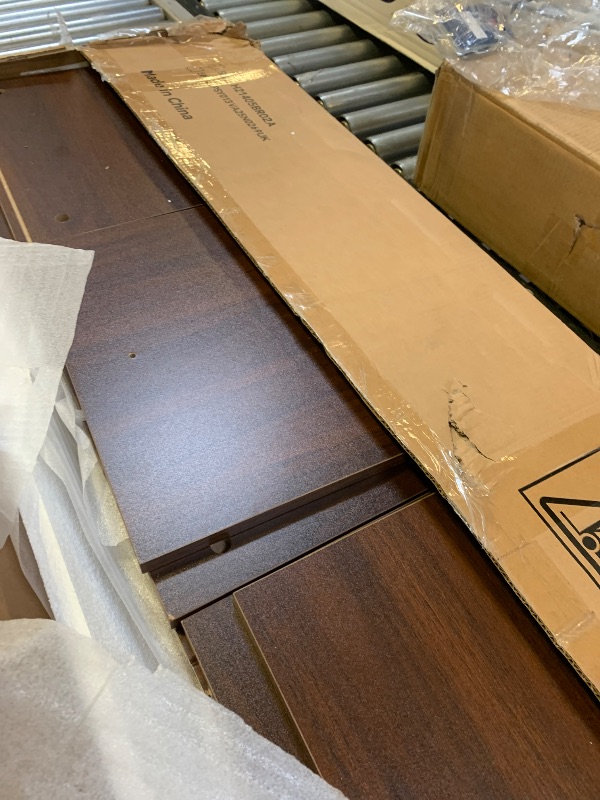 Photo 1 of  TV Stand for 75+ Inch TV, 32" Tall Entertainment Center w/4 Drawers & Sliding Barn Door, Rustic Media Console w/Storage Shelves, 66" Wood Television Stand for Living